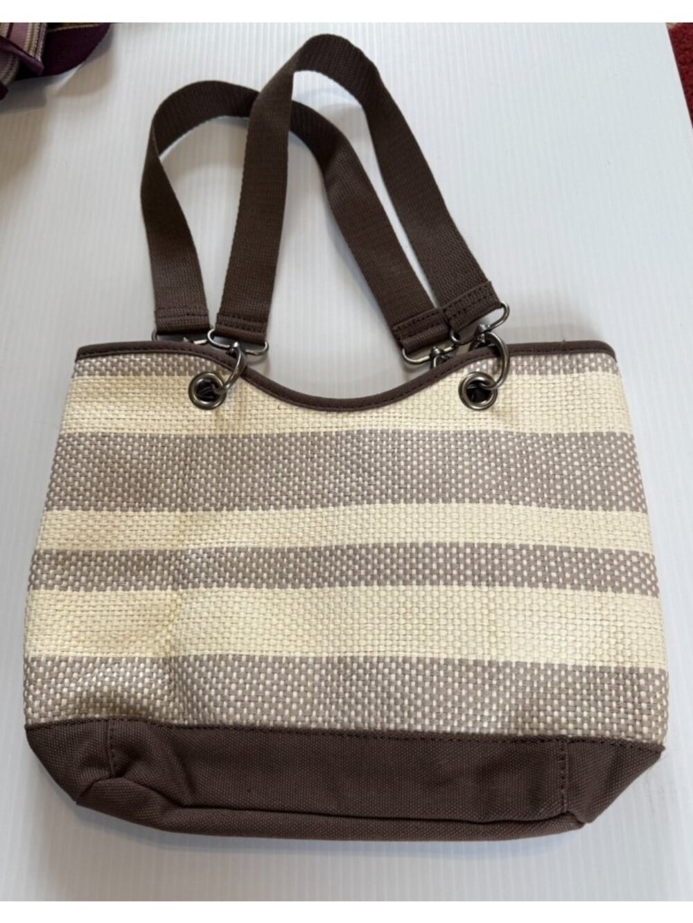 Thirty One 31 Canvas Crew Woven Straw Purse - Picture 4 of 4